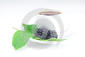 Cup of tea and blackberry