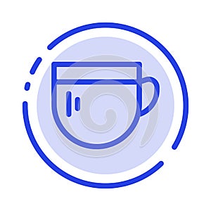 Cup, Tea, Coffee, Basic Blue Dotted Line Line Icon