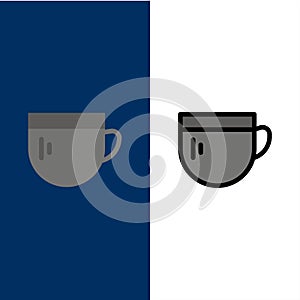 Cup, Tea, Coffee, Basic  Icons. Flat and Line Filled Icon Set Vector Blue Background