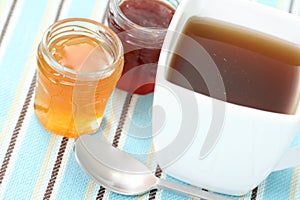 Cup of tea with confiture