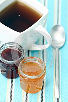 Cup of tea with confiture