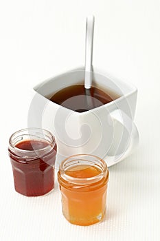 Cup of tea with confiture