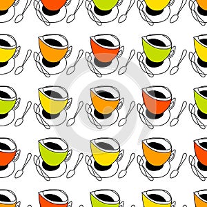 Cup of tea, cup of coffee, spoon