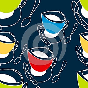 Cup of tea, cup of coffee, spoon