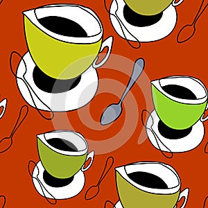 Cup of tea, cup of coffee, spoon