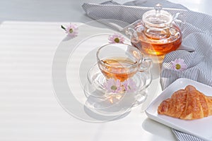 Cup of tea and dessert in the morning, relaxing time