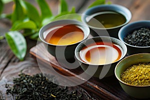 A cup of tea with different types of tea