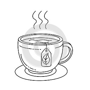 A Cup of tea drink Thin line vector illustration