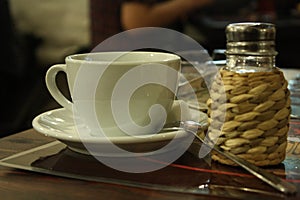 A cup of tea in the evening cafe