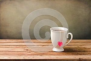 Cup of tea with heart shape