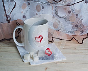 Cup of tea with heart shape