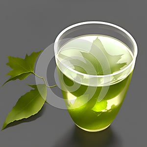 A cup of tea isolated on dark background. Health drink green tea in a glass cup