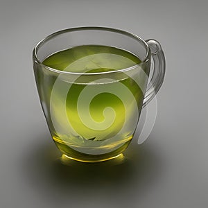 A cup of tea isolated on dark background. Health drink green tea in a glass cup