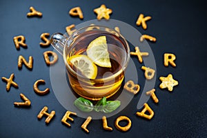 Cup of tea with lemon