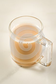 Cup of tea with milk/cup of tea with milk on a white background, selective focus