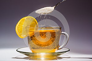 Cup of tea and slice of lemon