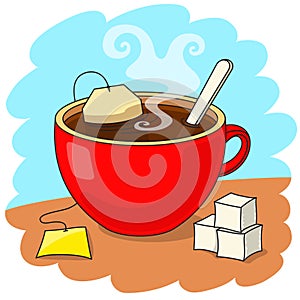 Cup of tea and sugar bricks