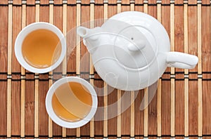 Cup of tea with teapot