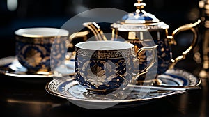 cup of tea and teapot HD 8K wallpaper stock photographic image