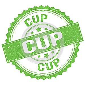 CUP text on green round stamp sign
