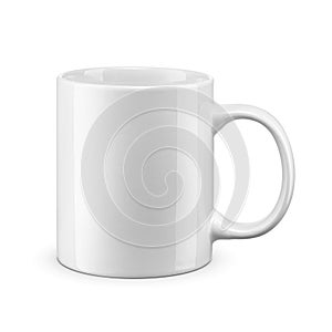 Cup for to decorate crafts and printing. White mug with space for logo isolated on white .