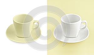 Cup on white & yellow