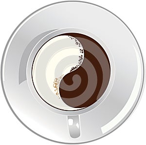 Cup of a yin yan coffee
