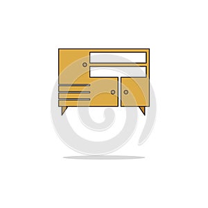 Cupboard color thin line icon.Vector illustration