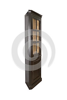 Cupboard with glass doors front wie. Isolated on a white background