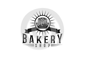 cupcake bakery shop label vintage logo designs.