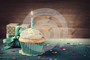 Cupcake with birthday candle