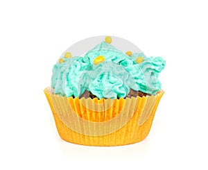 Cupcake with blue cream frosting