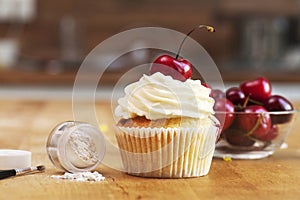 Cupcake with Cherries and icing glitter