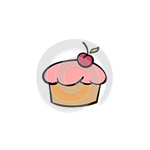 Cupcake with cherry, Bakery Label, Baker Logo, Pie Icon, Baking Logo
