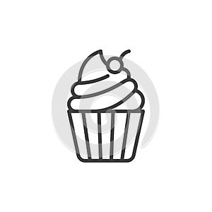 Cupcake with cherry on top line icon