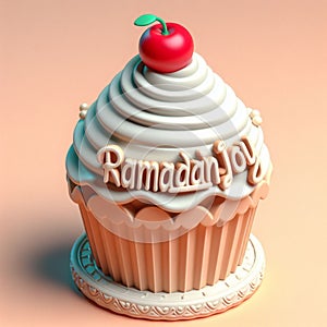 cupcake with cherry on top that says \
