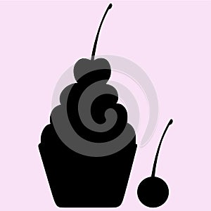 cupcake with cherry vector