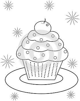 Cupcake coloring page