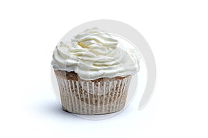 Cupcake with cream on isolated background
