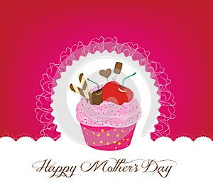 Cupcake cute happy mothers day card