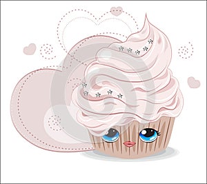 Cupcake with funy face