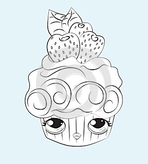 Cupcake with funy face Coloring book