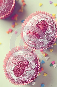 Cupcake with heart shape frosting