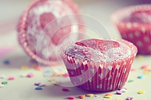 Cupcake with heart shape frosting