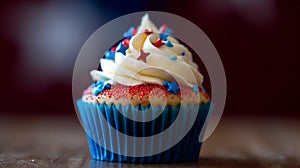 cupcake with icing celebration of Independence Day, AI-Generated