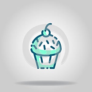 Cupcake icon or logo in  twotone