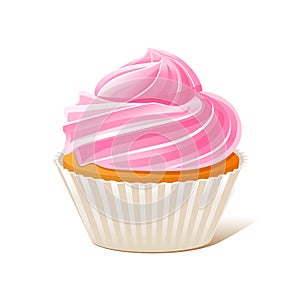 Cupcake icon. Pink muffin cup cake dessert