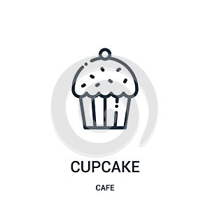 cupcake icon vector from cafe collection. Thin line cupcake outline icon vector illustration. Linear symbol