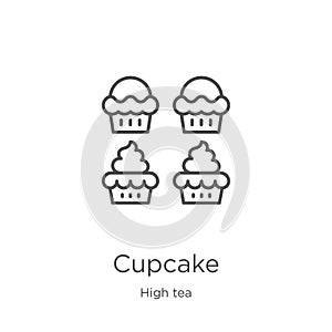 cupcake icon vector from high tea collection. Thin line cupcake outline icon vector illustration. Outline, thin line cupcake icon