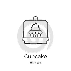 cupcake icon vector from high tea collection. Thin line cupcake outline icon vector illustration. Outline, thin line cupcake icon